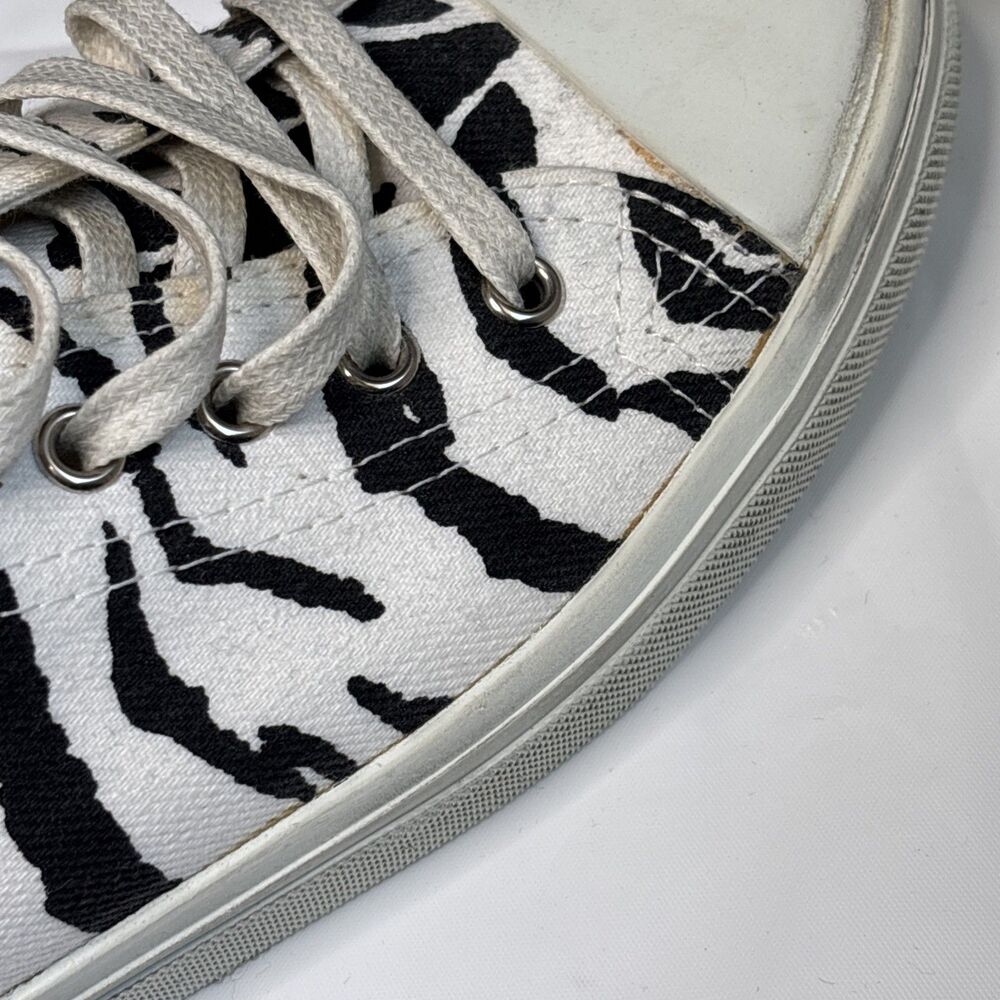 Saint Laurent Paris Zebra Print Low Top Sneakers Canvas Shoes New Box Dust Bag - Picture 13 of 16